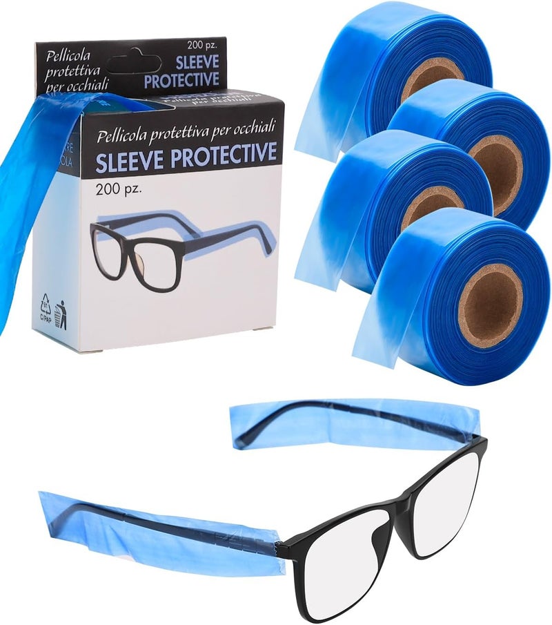 BarberTop Disposable Eyeglass Sleeves For Glasses – Covers For Eye Glasses Against Hair Color Dye, 200 Per Pack - Image 1